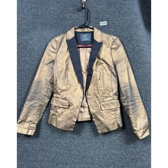 Zara Jackets & Blazers - Zara Collection Blazer Womens Small Gold Metallic Tailored Jacket Evening